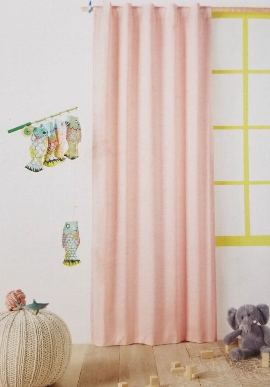Pillowfort Pink Twill Blackout Curtain Panel Tab Rod Pocket 42 X 84” Brand New